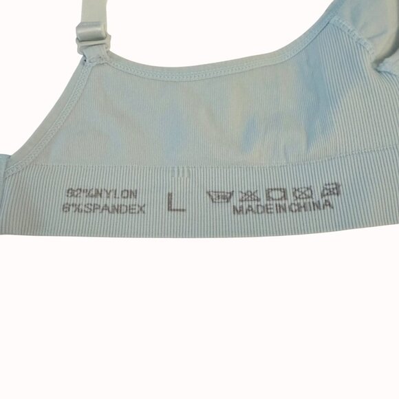 Light Blue Seamless Nursing Bra With Adjustable Straps Womens Sz L Soft Stretch - Picture 7 of 11